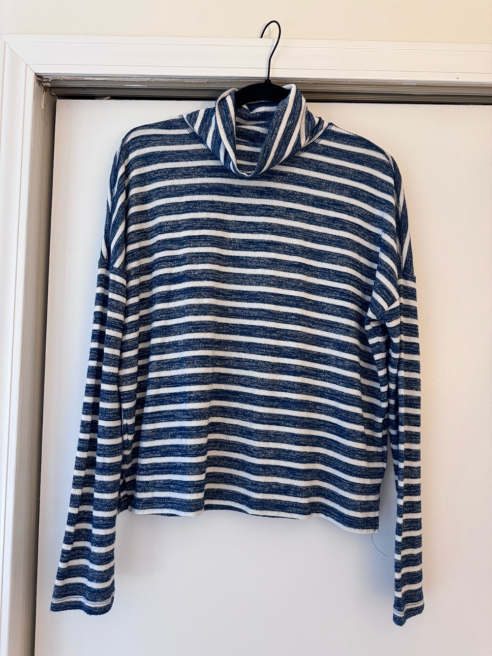 Banana Republic Navy & White Striped Turtleneck